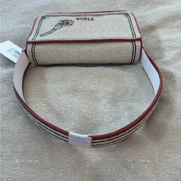 STAUD Tommy Tomato Red and White Beaded Women's Bag NWT - Picture 5 of 9